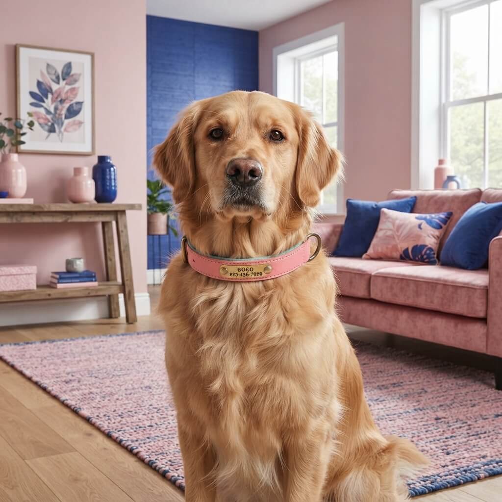 Personalized dog collar, individually engraved PU leather dog collars, free engraving