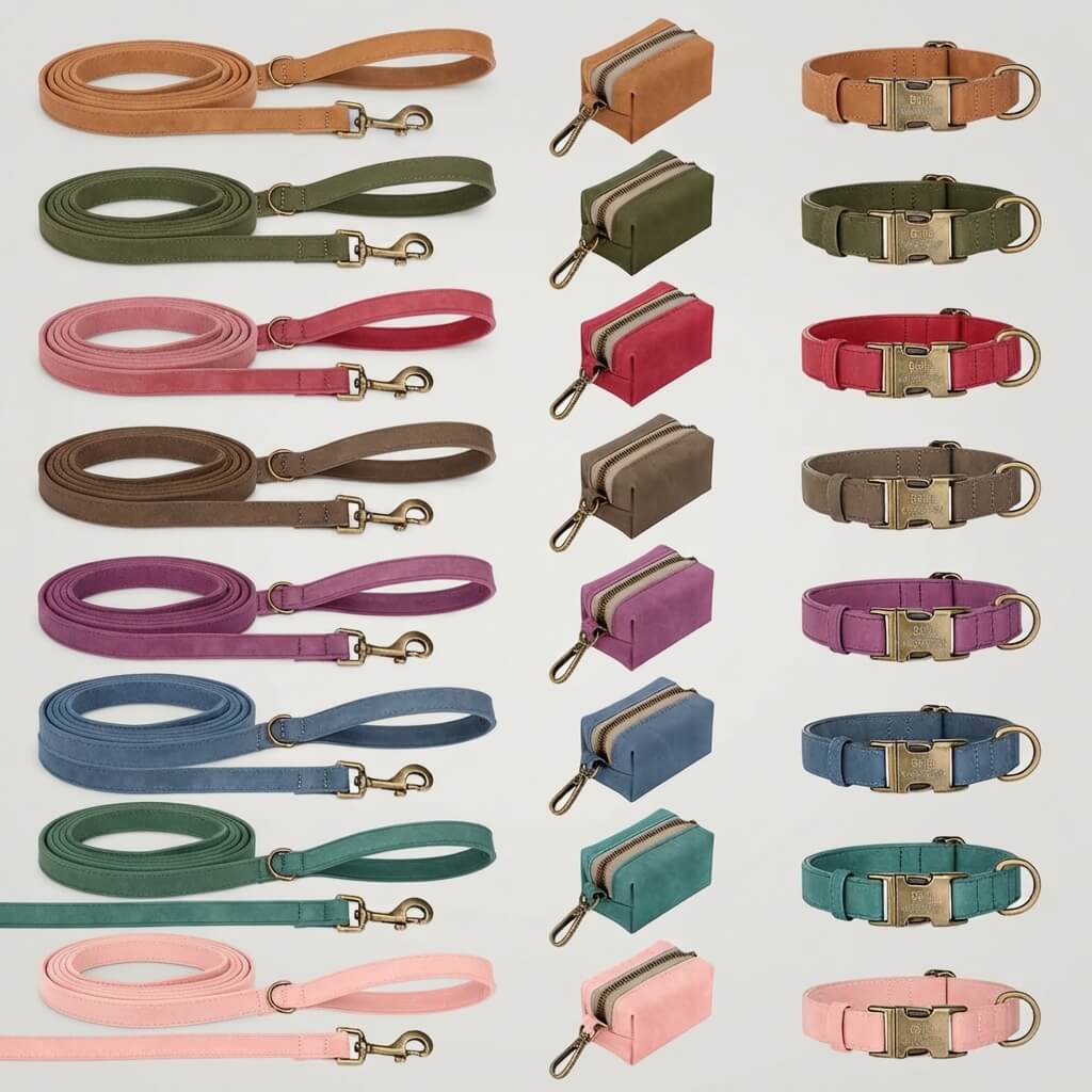 Custom Dog Collar Leash Bag Set