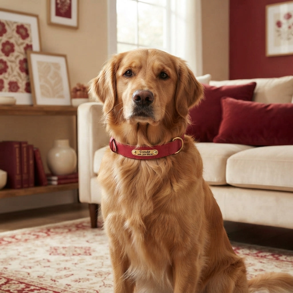 Personalized dog collar, individually engraved PU leather dog collars, free engraving