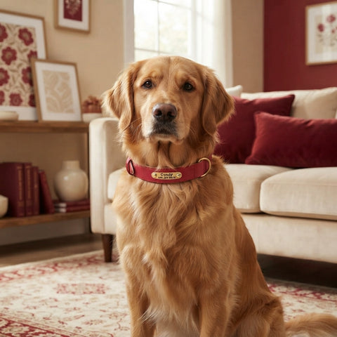 Personalized dog collar, individually engraved PU leather dog collars, free engraving