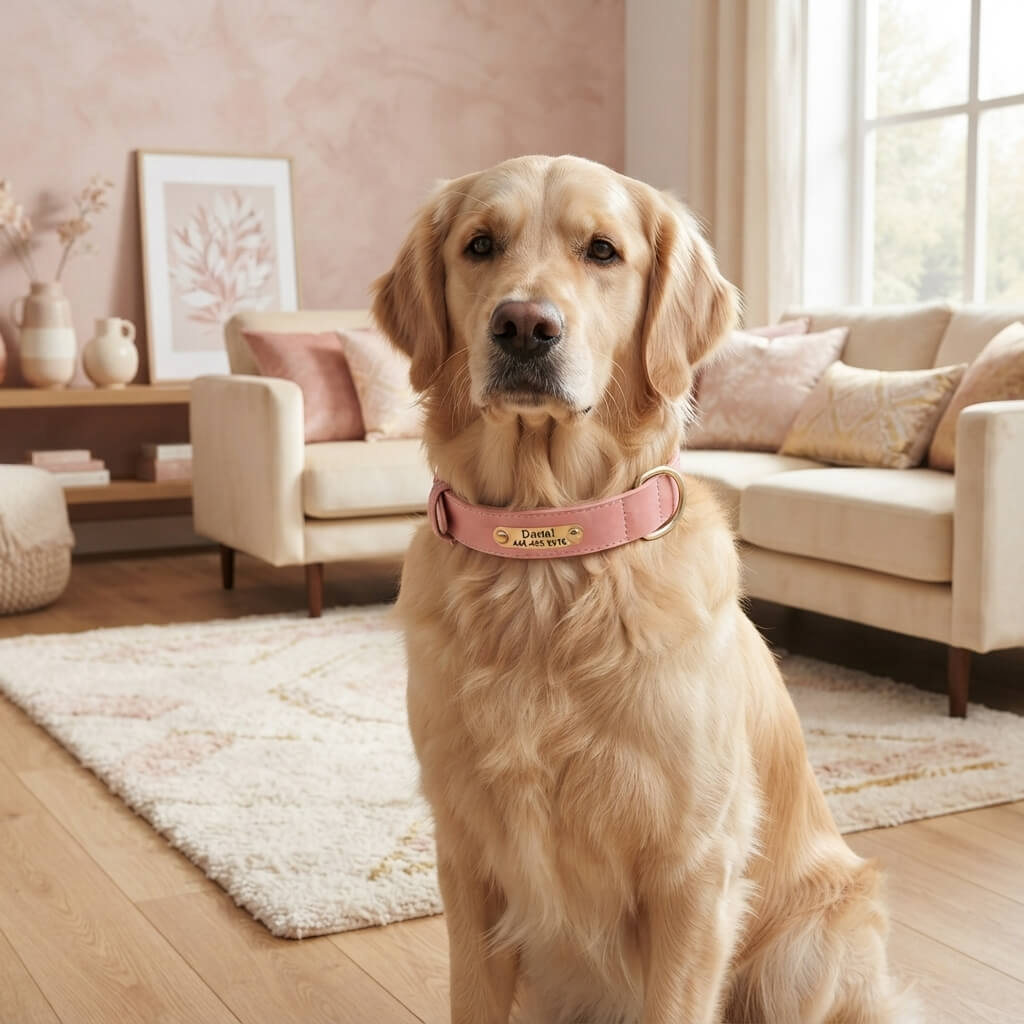 Personalized dog collar, individually engraved PU leather dog collars, free engraving