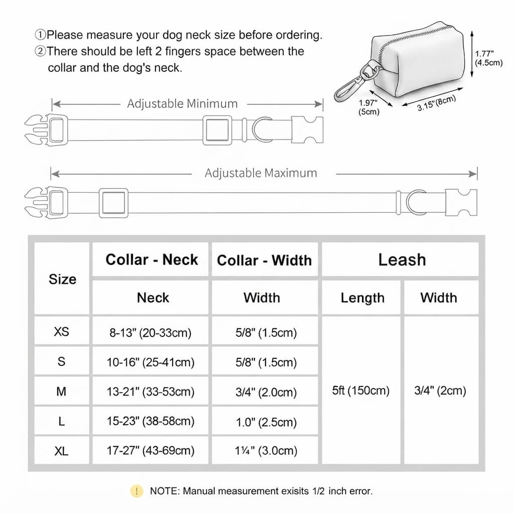 Custom Dog Collar Leash Bag Set
