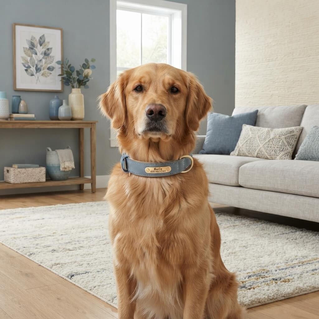 Personalized dog collar, individually engraved PU leather dog collars, free engraving