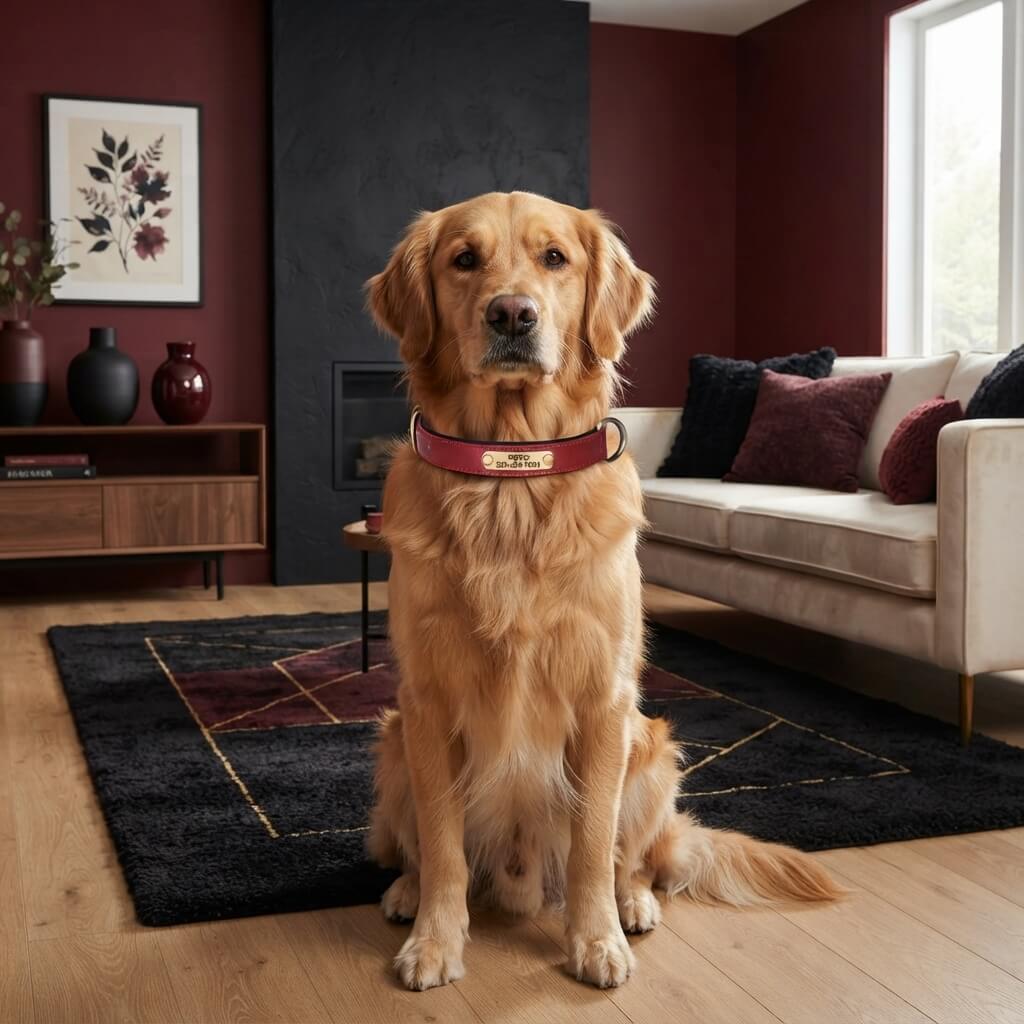 Personalized dog collar, individually engraved PU leather dog collars, free engraving
