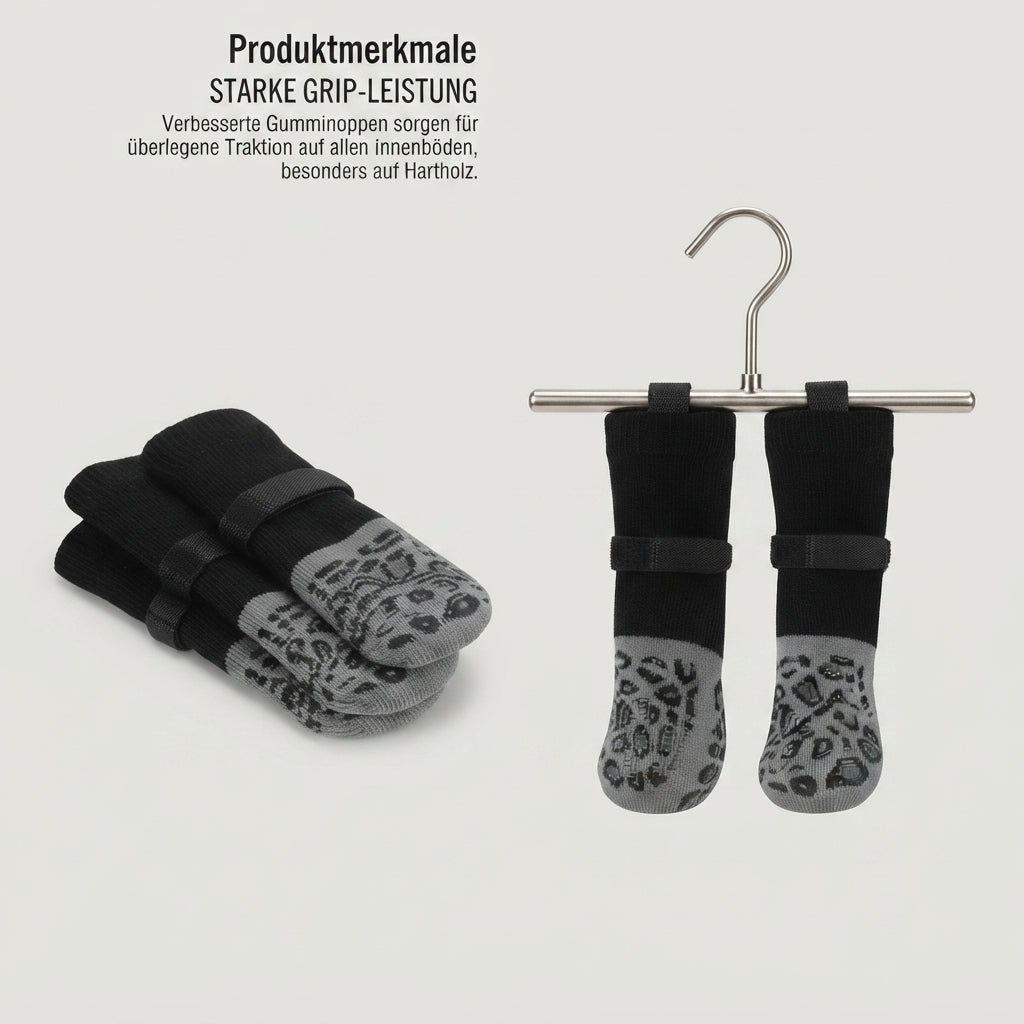 4-pack of non-slip dog socks p revent licking and biting of hard wood floors